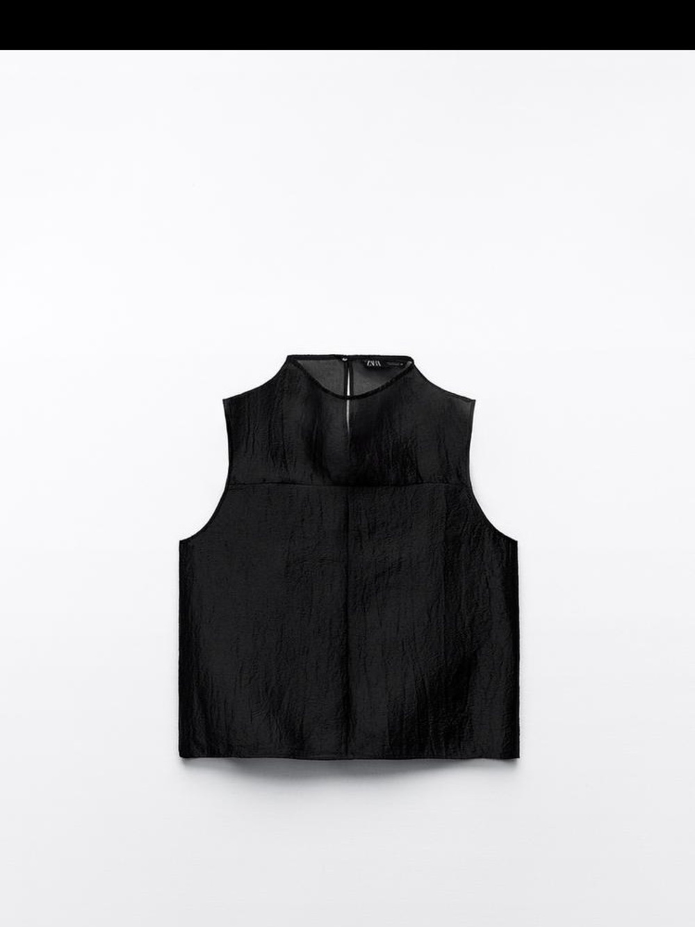 Zara Black Sleeveless Textured Mock Neck Camisole